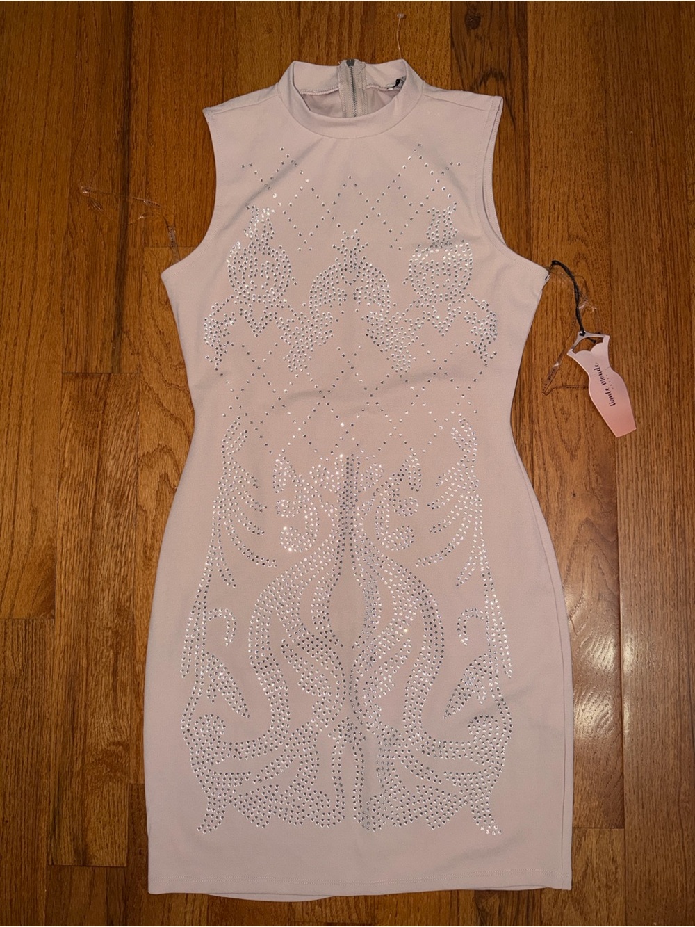 Haute Monde Blush Pink Rhinestone Sleeveless Mini Dress